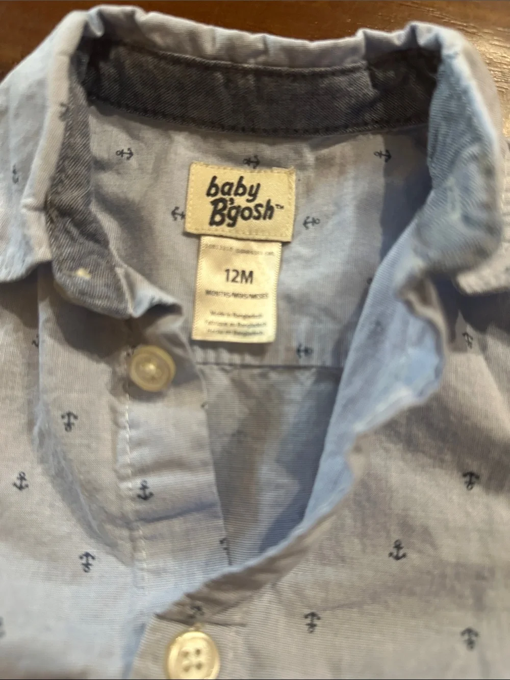 OshKosh B'gosh Baby Boy 12M Shirt Bodysuit Lot Plaid Anchor Button Down